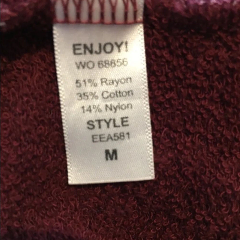 Evereve + Micheal Stars Women's M Burgundy Cowl Neck LS Midi Terry Sweater Dress - Picture 9 of 9